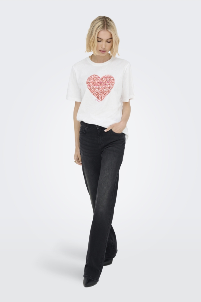 JDYANEMONE S/S PRINT TOP JRS 15343644 CLOUD DANCER/HEART